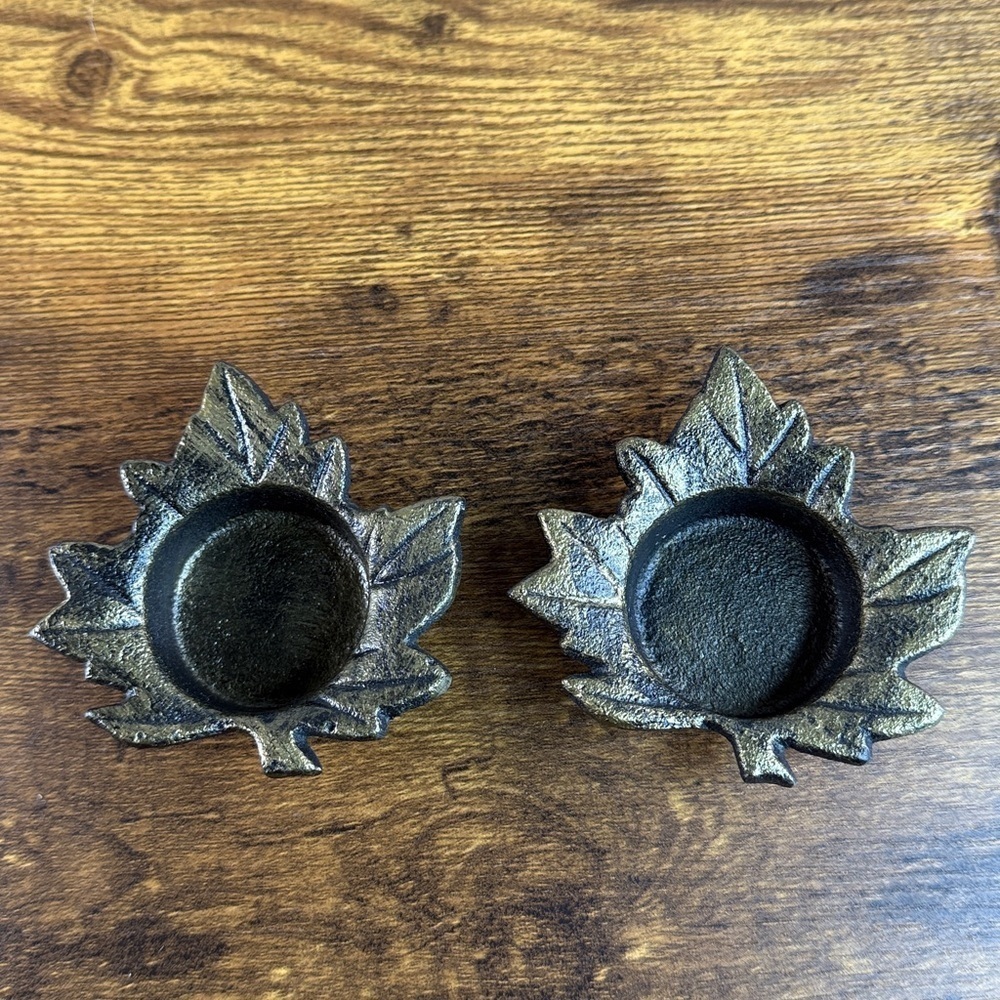 Brass Leaf Shaped Candle Holders